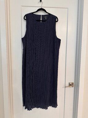 Ella Rafaella Navy Pleated Cocktail Dress 3X